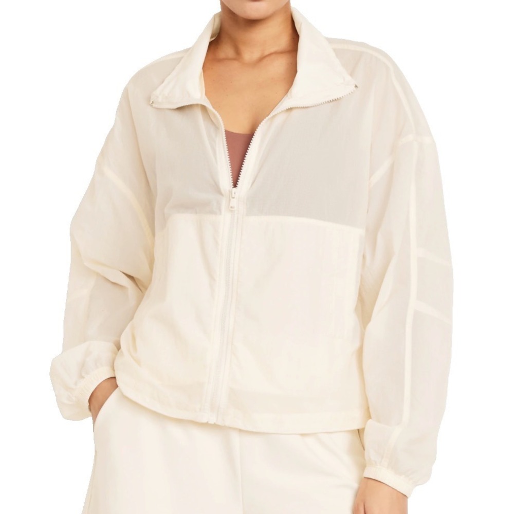 OLD NAVY ACTIVE Cream Sheer Thin Lightweight WINDBREAKER JACKET Full Zip PLUS 3X